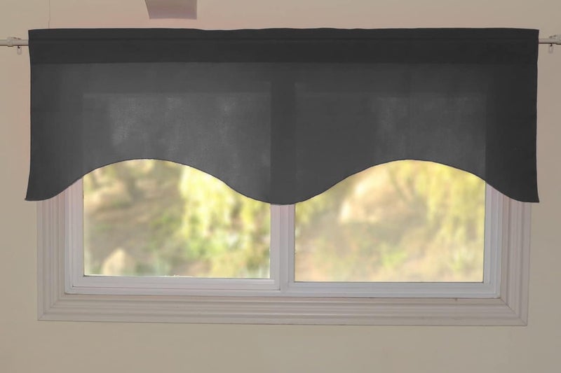 Zen Creative Designs Solid Poplin Scalloped Window Valance Home Décor Bedroom Nursery Kitchen Window (Charcoal) - Image 3